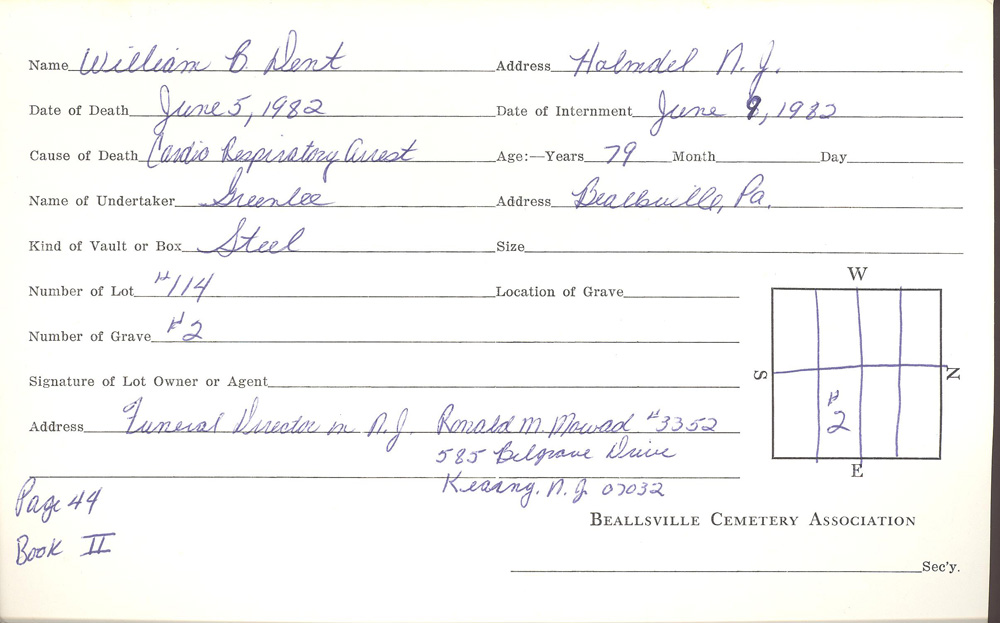 burial card